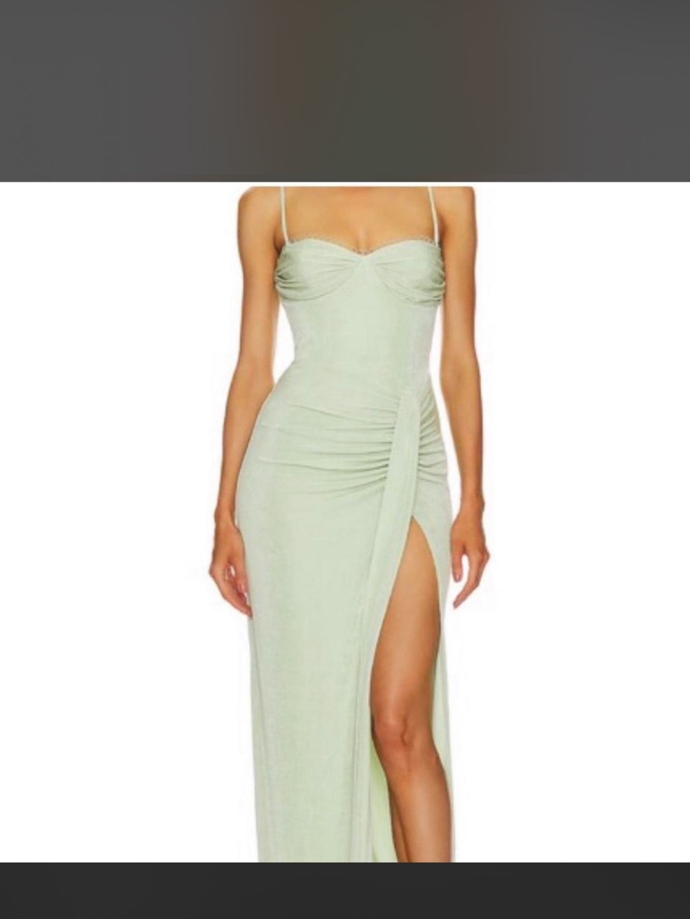 REVOLVE Mint Green Ruched Side-Slit Maxi Dress